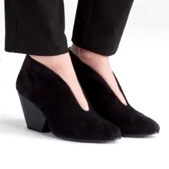 Eileen Fisher Iman Cutout Wedge Bootie Black Suede Size 7.5 - Picture 1 of 10